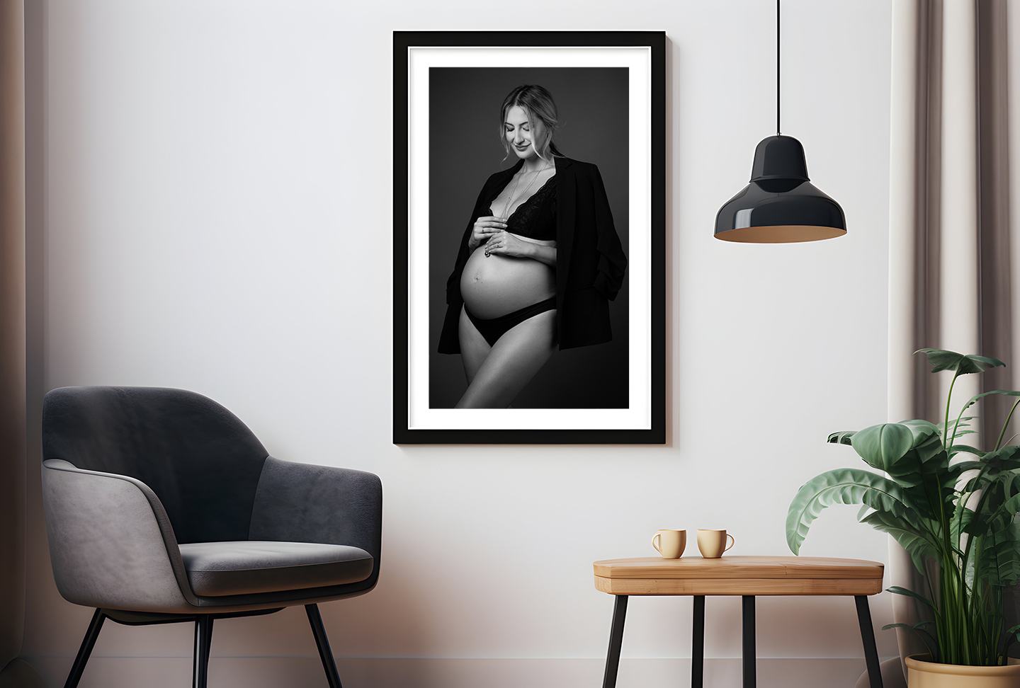 Stampa fine art incorniciata di un ritratto maternity